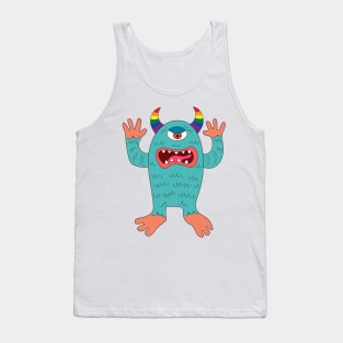 One-eyed Halloween alien monster cartoon drawing. Gay pride concept. Tank Top